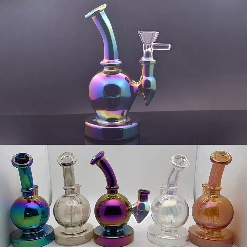 Großhandel Glasölbrenner Bongs Becherglas Wasserpfeifen Bunte Nanobeschichtung Dab Rig Ashcatcher Wasserpfeifen Heady Glass Dab Rigs Bubbler mit 14 mm männlichem Glasölbrennerrohr