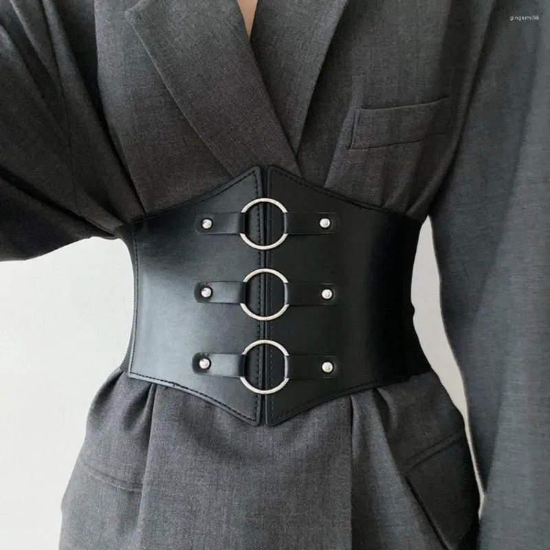 Cinture Corsetto da donna elastico vintage Squisito artigianato in finta pelle Fibbia con lacci Cintura larga Accessori per abiti