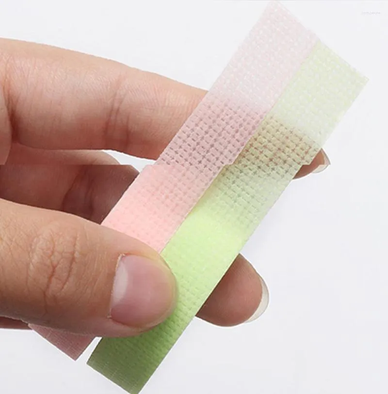 まつげまつまつまつげテープピンク/緑の通気性パッチの下で紫色の絹の紙を引き裂くのは簡単です