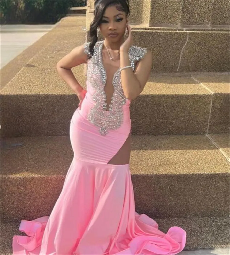 Beaded Mermaid prom dress 2023 - Elegant Plus Size Evening Gown for Black Girls, Formal Occasions, Night Parties, Ceremony, and Engagement Wear