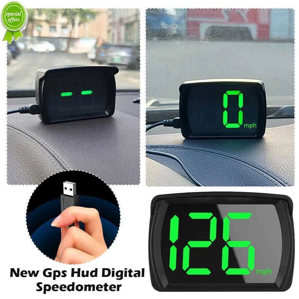 Ny universell head-up display 2,8 tum LED Big Font Speedometer Digital Car Electronic HUD GPS KMH Plug and Play biltillbehör