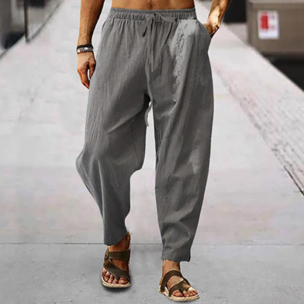 Pantalones lino hombre tallas grandes sales
