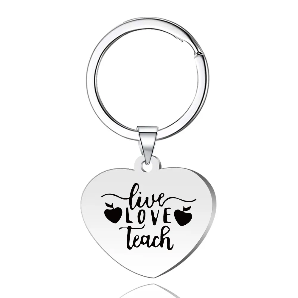 Lärare Live Love Teach Key Chains Keyring Keychain Women Män unisex Fashion Jewely Christmas Gift