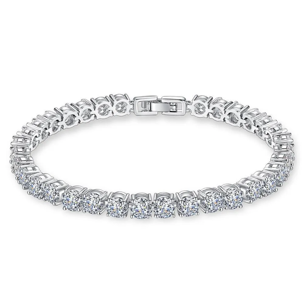 Chaîne 925 Sterling Silver Luxury 5mm Cubic Zirconia Tennis Crystal Bracelet Convient aux bijoux de fête des femmes 230512