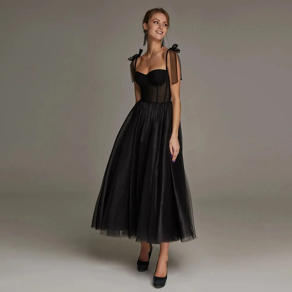 black tea length dress Velvet Prom Dresses, Black Tea Length Graduation Home  jbydress The corset lace back bodice features corset boning and a built Tea Length Formal Dresses A