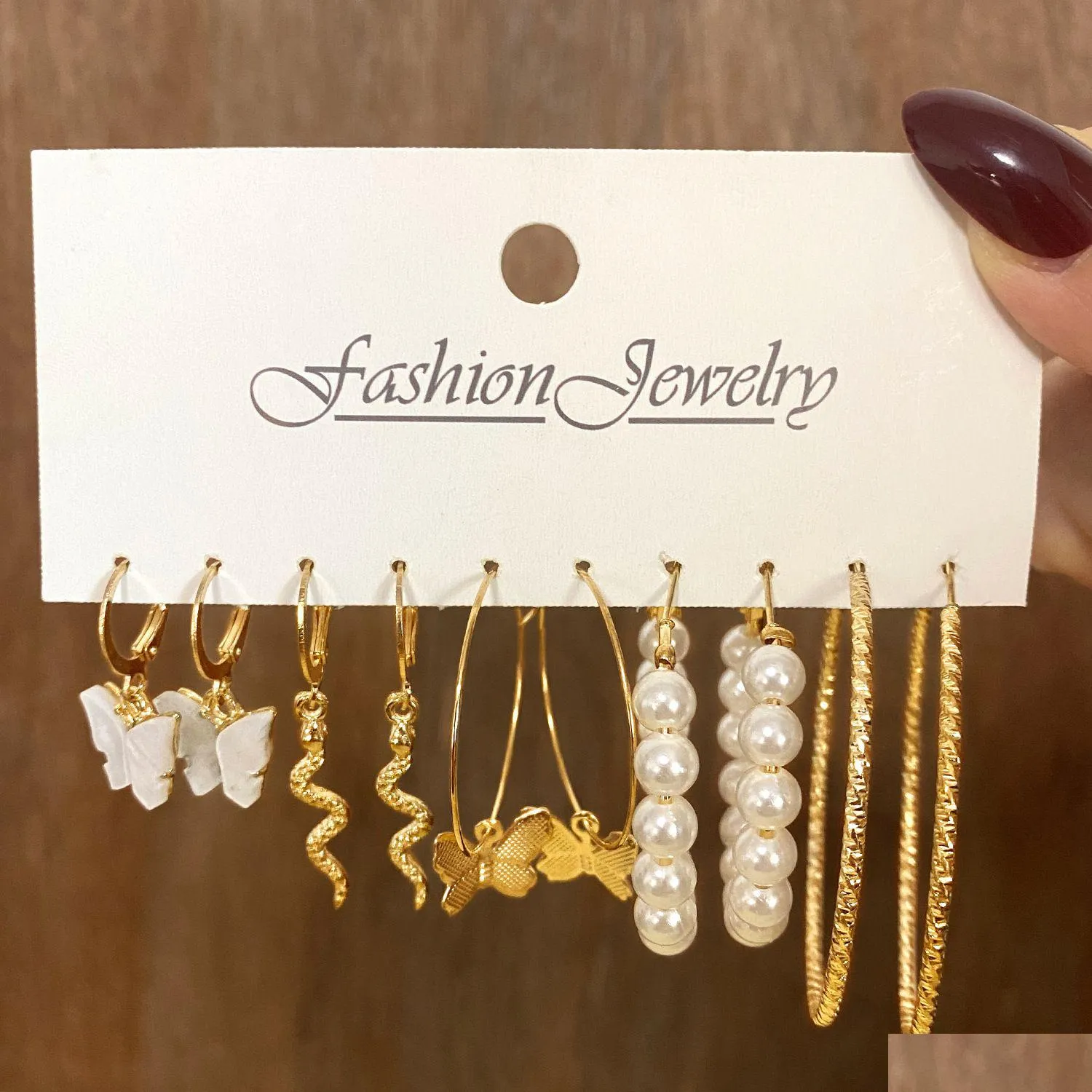 Dangle Chandelier Bohemian Gold Snake Butterfly Earrings Set For Women Pearl Acrylic Drop Earring 2021 Trend Of Jewelry Delivery Dhd2W