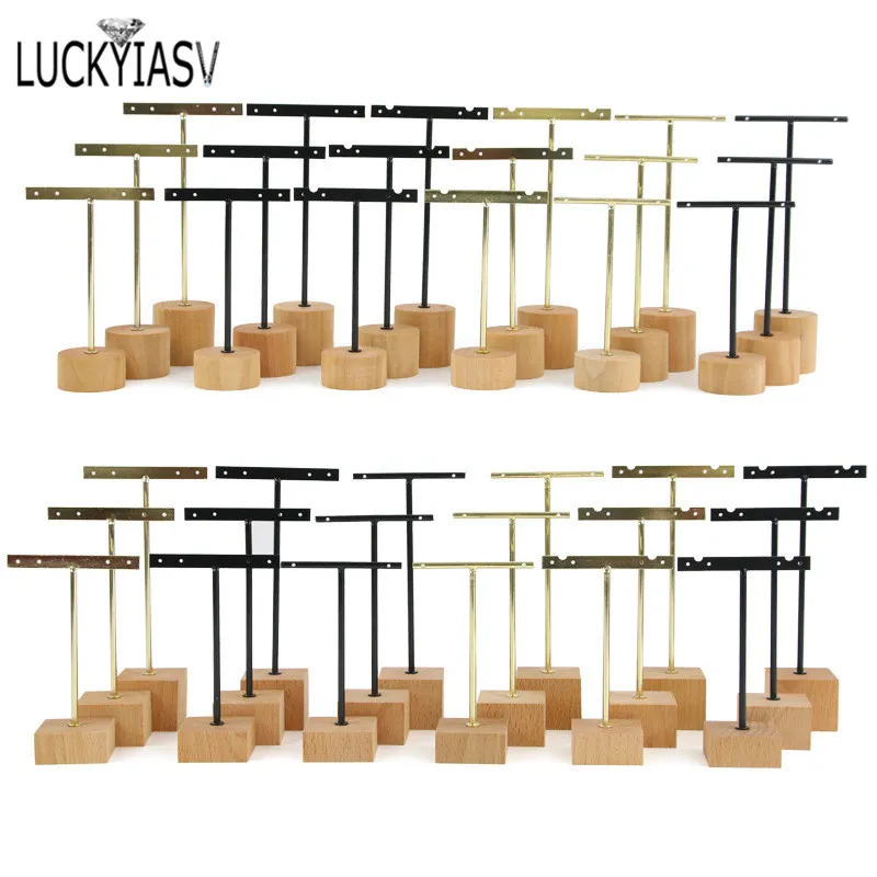 Jewelry Stand 3pcslot Jewelry Display for earrings TBar Wooden Base Earrings Rack Holder Earrings Organizer Showcase Ear Studs Stand 230512