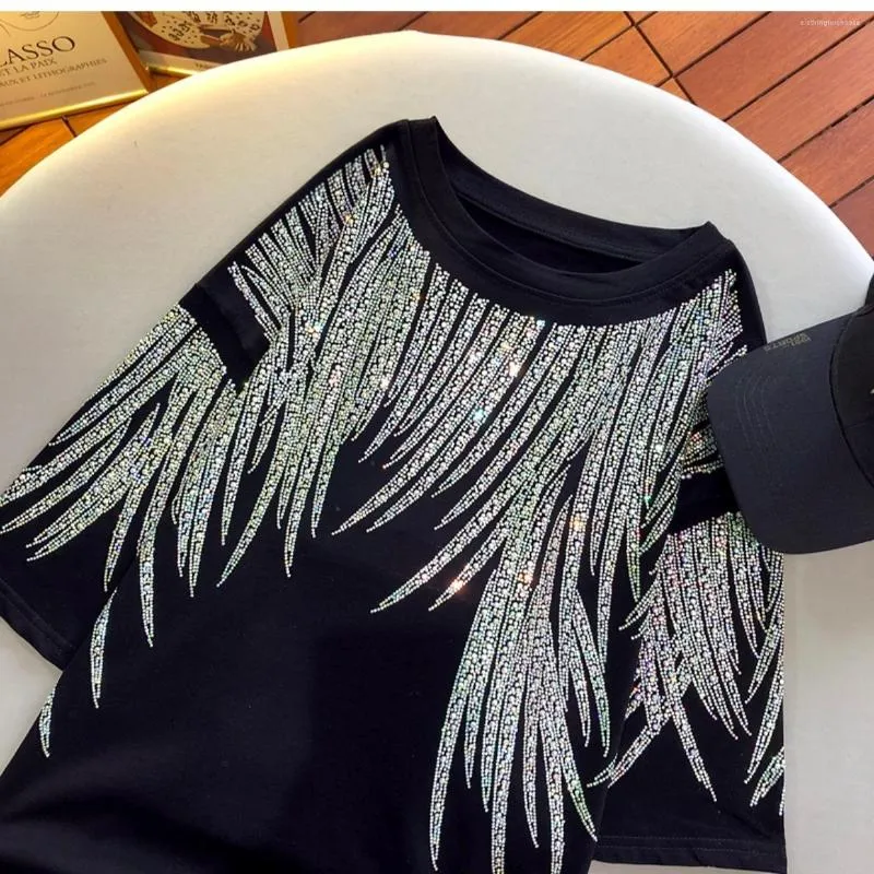 Camisetas De Mujer XL 4XL De Gran Tamano 150 KG Camisa Grafica De Diamantes De Imitacion Para Mujeres Hombres Verano Ropa Informal Estilo Hip Hop Camiseta De Marca Suelta Camisetas Y2K Tops