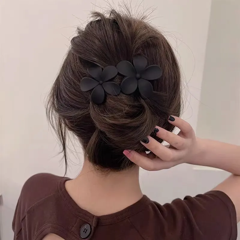 S3646 Fashion Jewelry Womens Resin Hairpin Hair Clip Bobby Pin Lady Girls Double Flower Barrette Big Duckbill Hair Accessories From 1 15 DHgate
