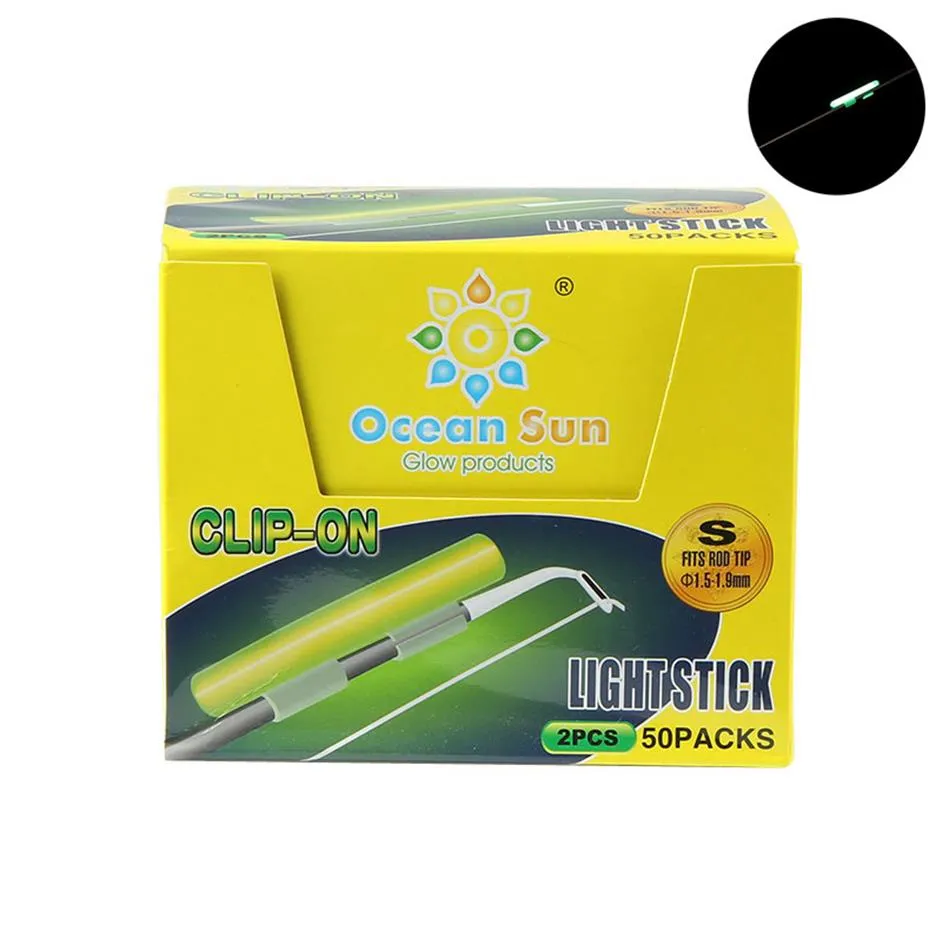 50packs ss s m l size natt fiske lysande fluorescerande ljus stick snäppklipp på fiskespö med spetsen glödpinne ljust verktyg fu011297u