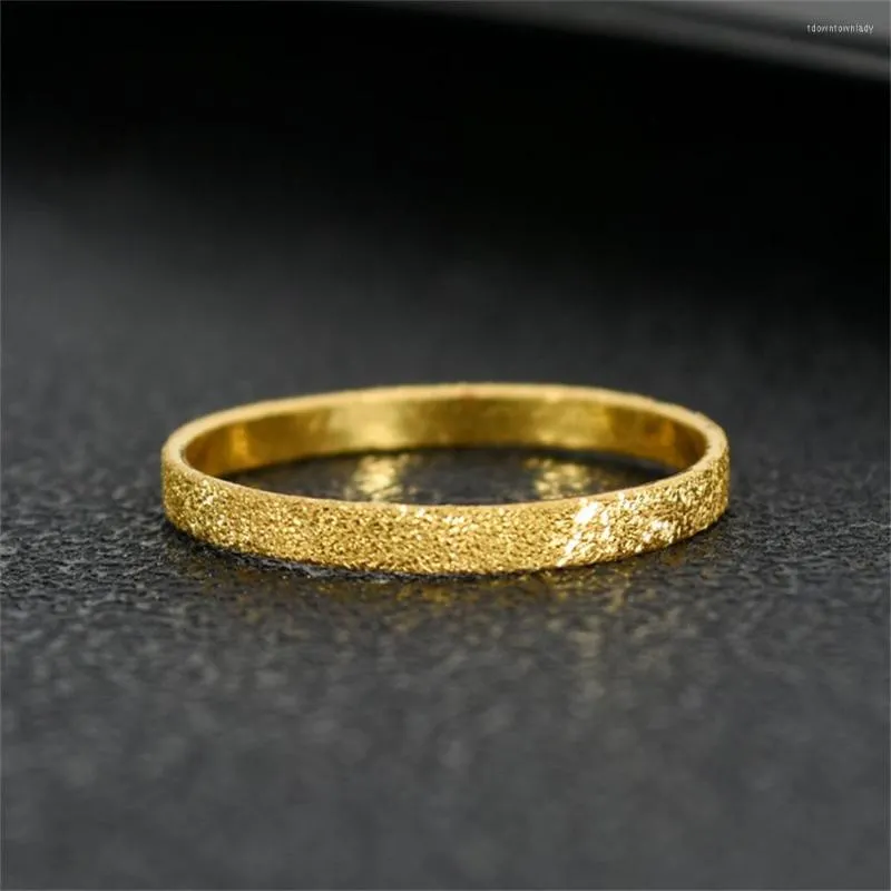 Cluster Rings 999 Pure 24k Yellow Gold Ring 2mmw Matt Finish Band Women Men Gift