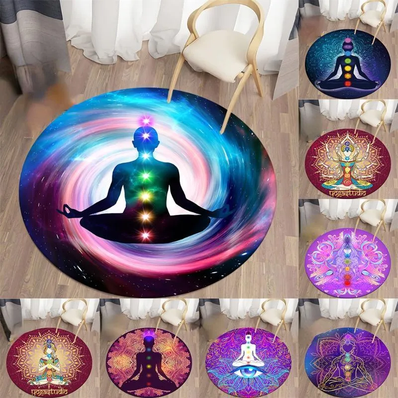 Chakra Round Carpet - Meditation Rug for Living Room & Bedroom ...
