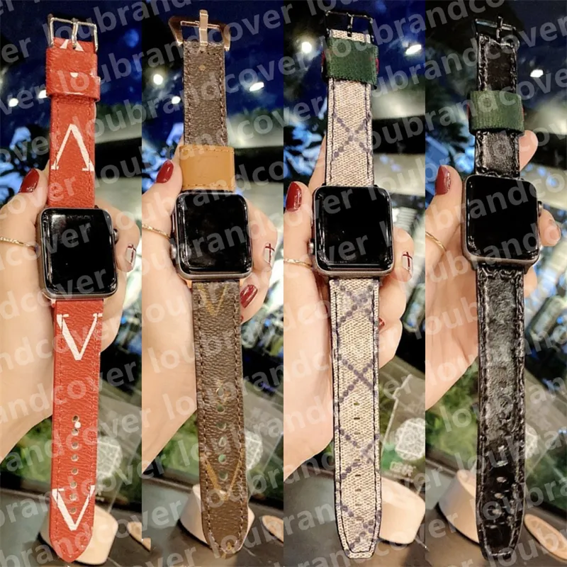 Designer Apple Watch Band Watch Strap per apple watch series 8 3 4 5 6 7 Gold 38MM 42MM 44mm 49mm cinturini per iwatch Vera pelle Monogram originale Armband ap Cinturini