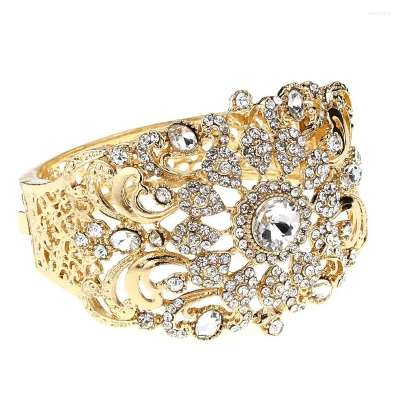 Bangle Sunspicems Gold Color Algeriet Kvinnor smycken Crystal Sunflower Armband Arabic Bride Wedding Bijoux Family Gift