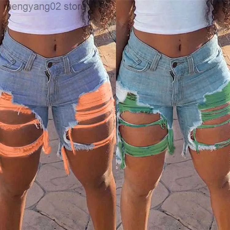 Dames shorts Hot Sale Dames Summer Riping Denim Shorts Fashion Internet Beroemdheden Shorts Jeans Plus Size Shorts S-5XL Drop verzending T230515