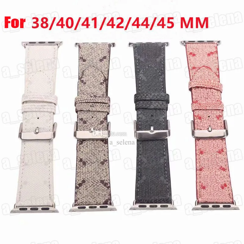 Stylish 38mm 40mm 41mm 42mm 44mm 45mm Genuine Leather Watch Band for Apple Watch 7 6 5 4 3 2 1 Color Wristband Bracelet Strap for Men Women