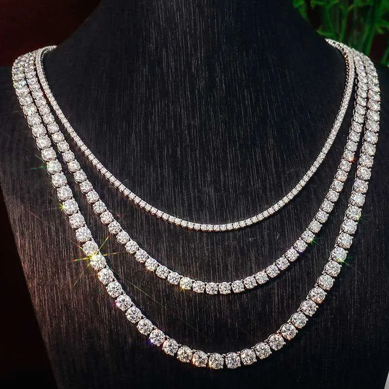 Wholesale Hip Hop Style White Gold Diamond Tennis Necklace Real