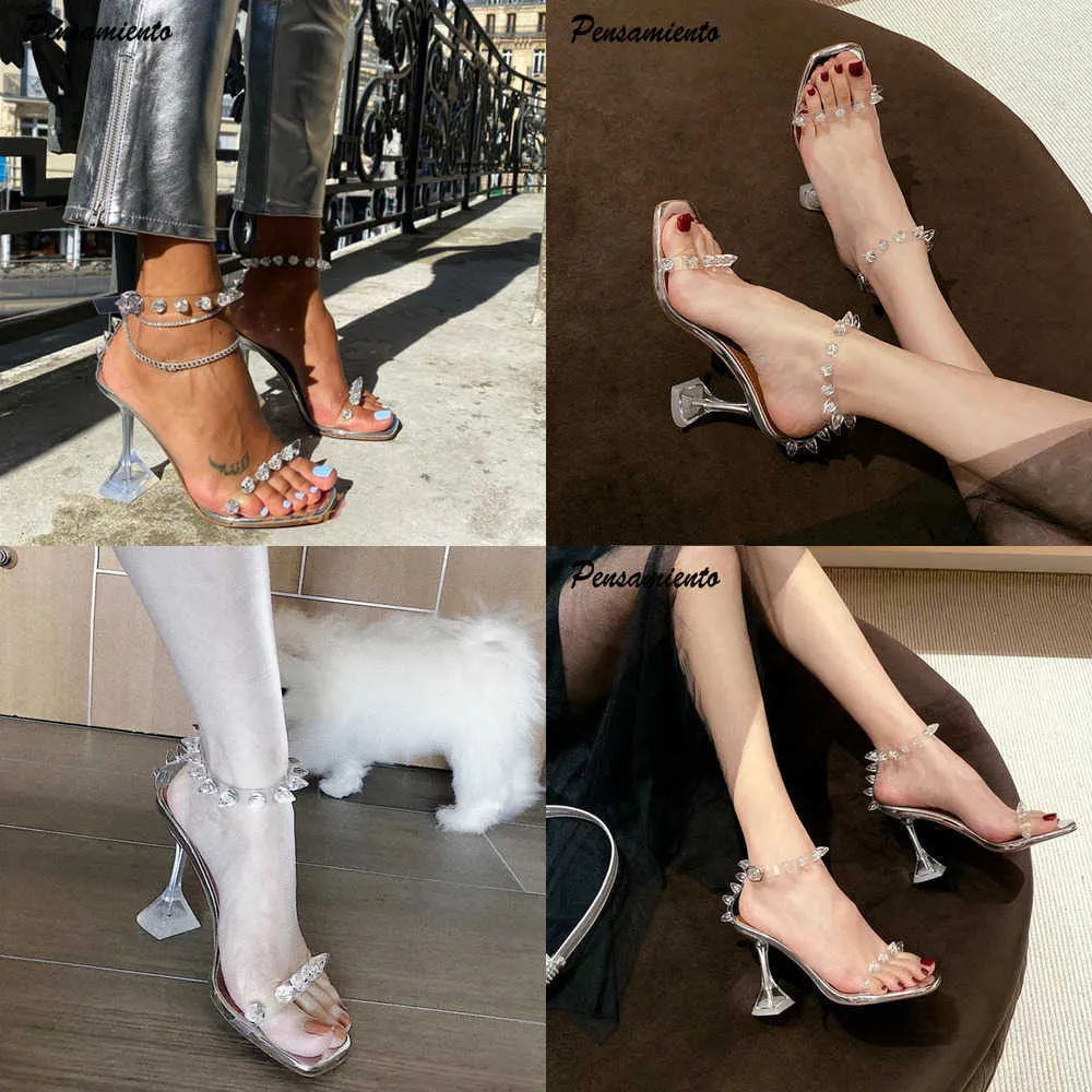 Sandals Star Style Summer Transparent Women Fashion Crystal Clear Heeled Female Party Prom Shoes High Heels Gladiator 230406