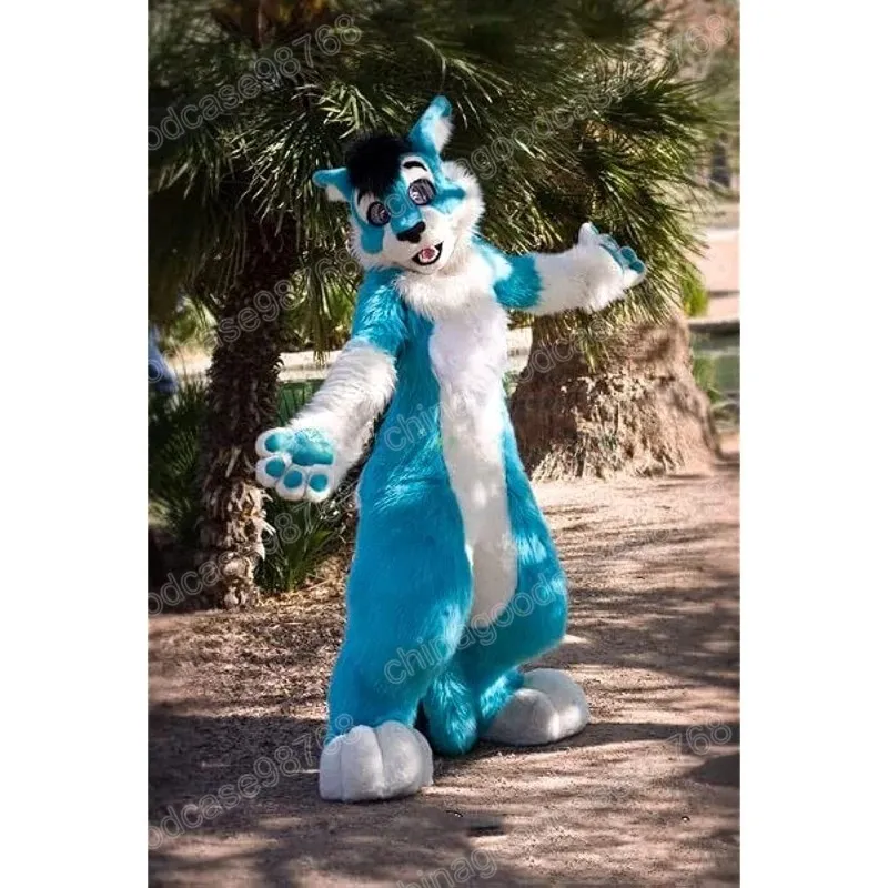 Performance Blue Husky Husky Dog Mascot Costume de alta qualidade Festival Dress Halloween Christmas Unissex Outdoor Publish