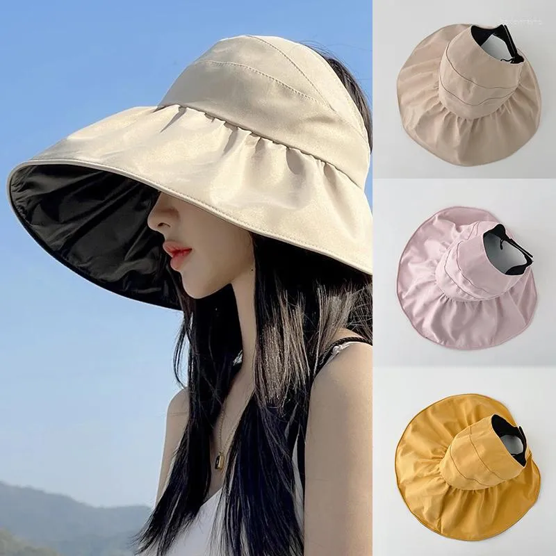 Wide Brim Hats Summer Outdoor Travel Big Hat Black Glue Sunshade Ladies Sun Bowknot Basin Beach Bucket