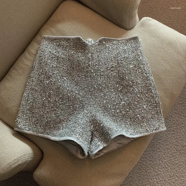 Shorts voor vrouwen voor vrouwen sexy hoge taille zilveren pailletten kort