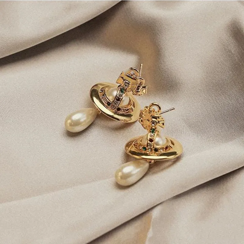 Design Planet Pendant Saturn Pearl Stud Light Style Women's Earrings Love with Original Jewel Box 2024 New Fashion
