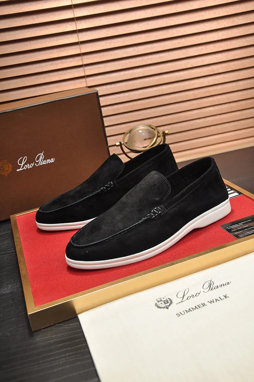 Designer Loro Piana Business Mocassini Scarpe Uomo Donna Pelle scamosciata di lusso Nero Blu Grigio Scarpe da ginnastica in pelle da uomo Scarpe con