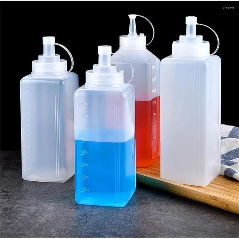 Vorratsflaschen, 800/1000 ml, großer Durchmesser, Kunststoff, Squeeze-Sauce-Flasche, Dressing, klares Weiß, Würze, Labormessung