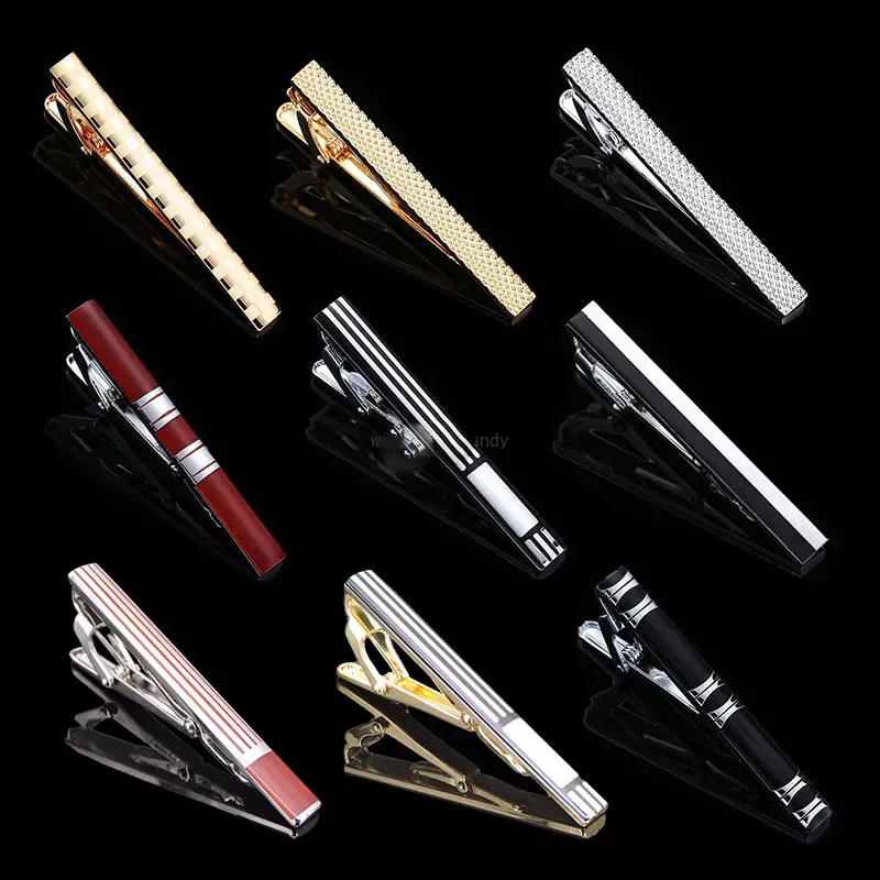 Copper Stripe Plaid Tie Clips Shirts Top Dress Business Suits Tie Bar Clasps Neck Links Fashion Jewelry for Men Gift