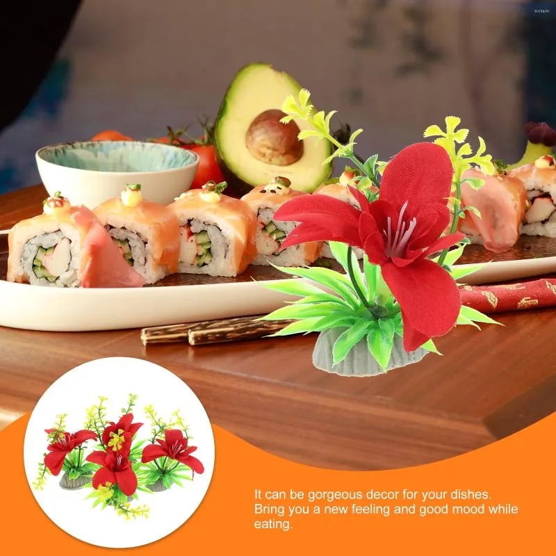 Set Of 4 Artificial Orchid Sushi Plates