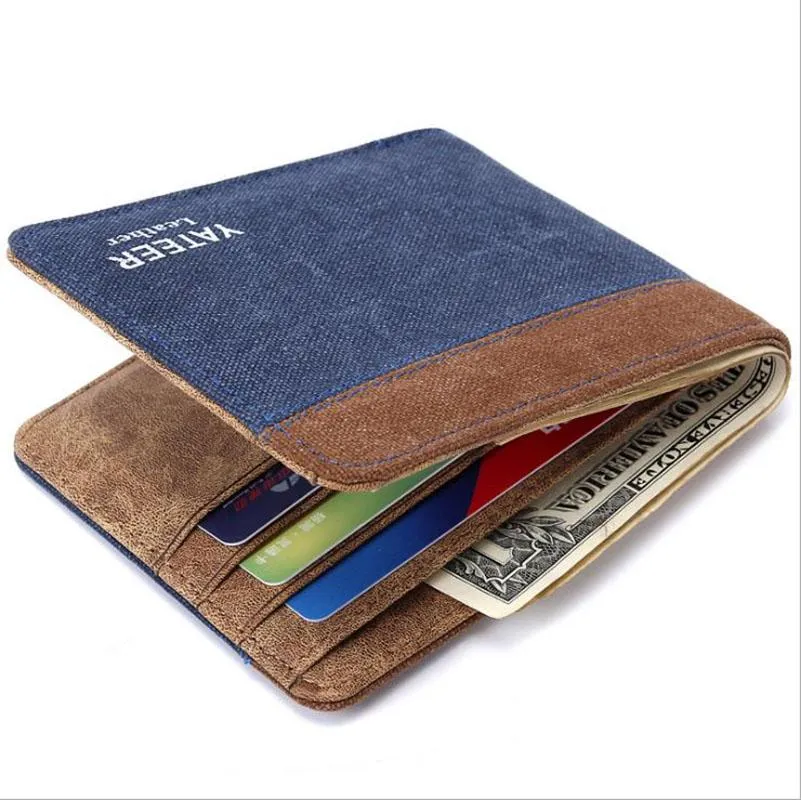 Wallets Super Thin 2023 Vintage Short Men Transverse Multi Card Vertical Coin Purse Canvas Wallet For Students Teenager