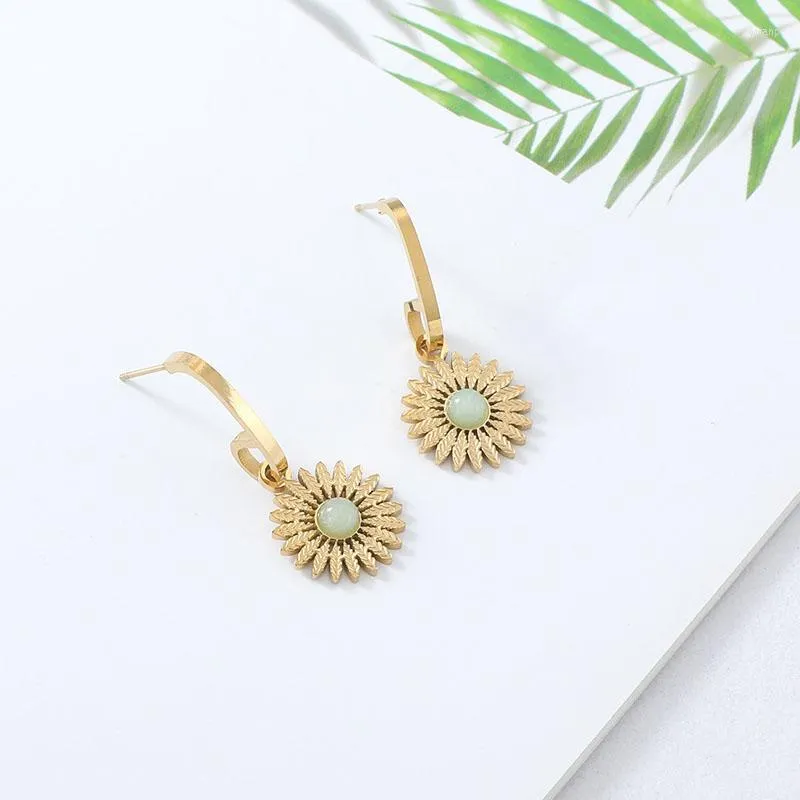 Dangle Earrings 2023 Ins Cool Wind Women's European And American Temperament Sunflower With Stone In Stock