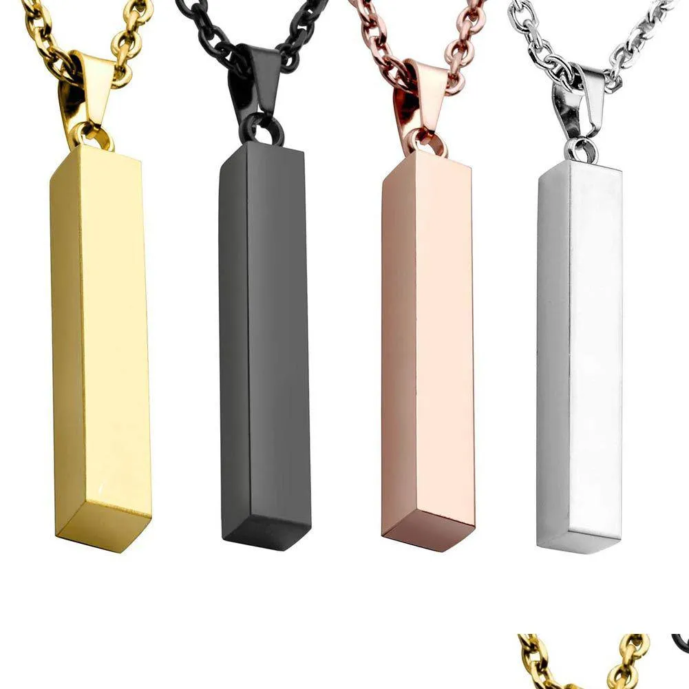 Anhänger Halsketten Gold Rec Halskette Männer Trendy Einfache Edelstahl Herren Collana Kolye Bijoux Kragen Collier Homme Drop Lieferung J Dhapg