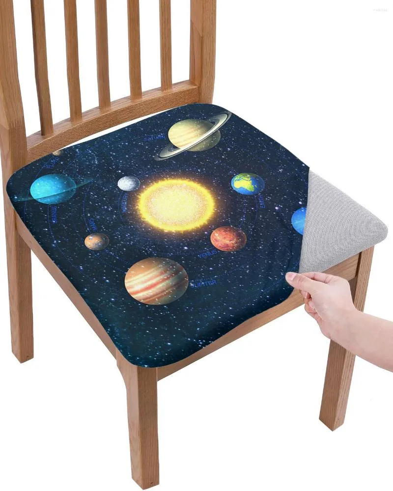 Stol täcker universum stjärna himmel solsystem planet elastiskt sittplats för slipcovers matsal protektor sträcka 2 st r r