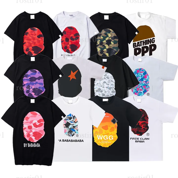 Designer Mens bape T-shirt Magliette Camouflage Stampa Vestiti ape TShirt Graphic Summer Tees Cherry Blossom Path Limited Edition Cotton Colorful Starry Night shark