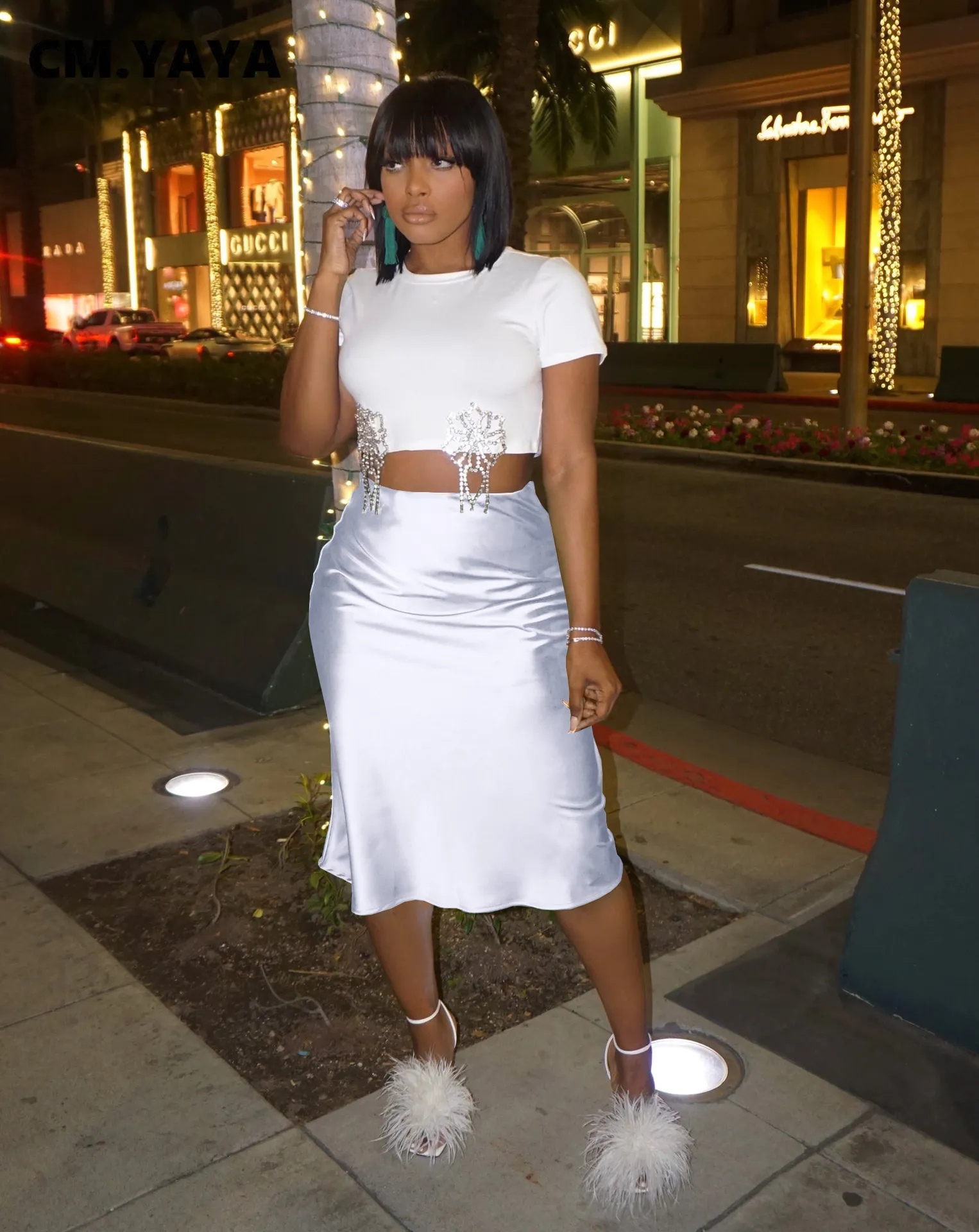 White midi top mermaid skirt