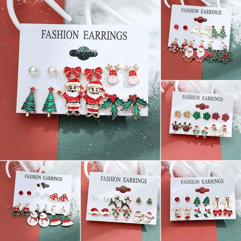 Hoop oorbellen Jisensp Christmas Snowman Bells bengelen voor vrouwen meisje creatief eland sneeuwvlok boomset 2023 sieradencadeau