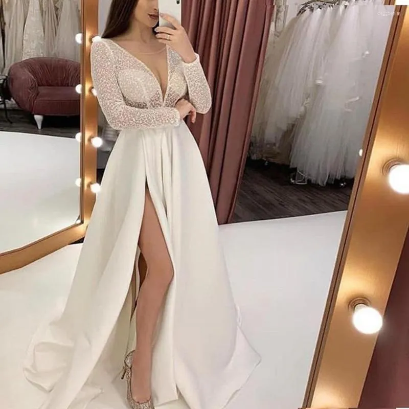 Vestidos de graduación manga larga hot sale