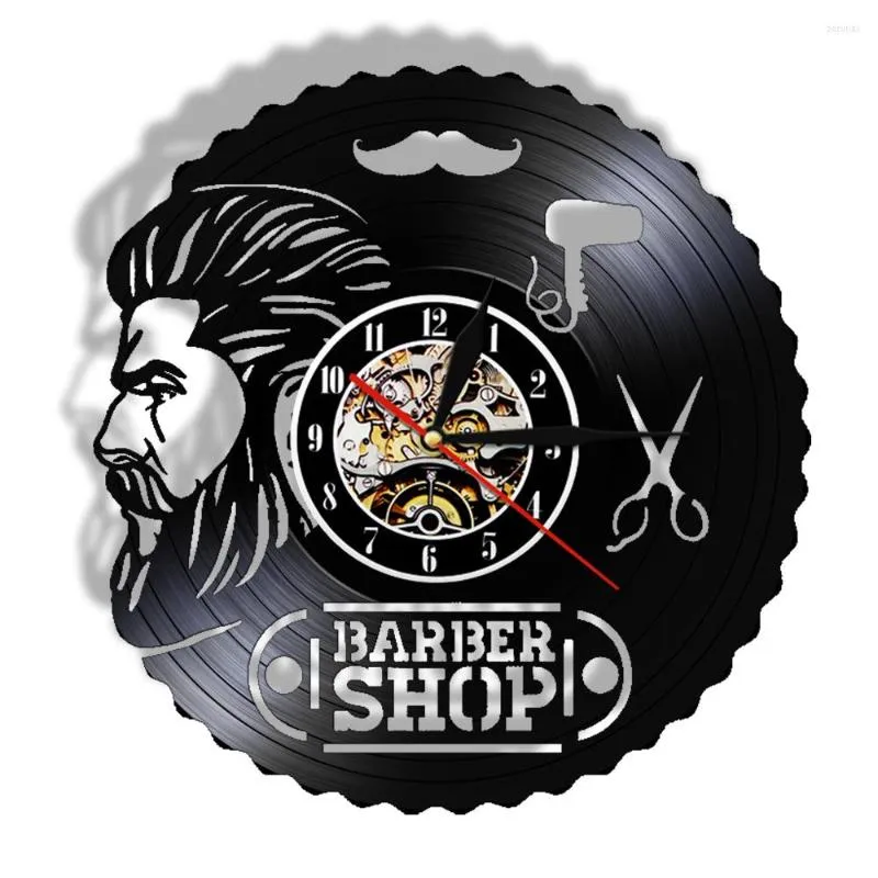 Wall Clocks Barber Shop Decor Record Clock Gift For Opening Celebration Hairdresser Beauty Salon Unique Laser Cut LP Watch