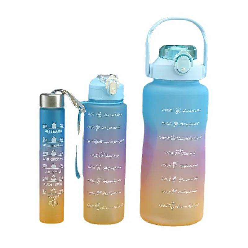 300/900/2000 ml 3 stks/Set Temperatuurbestendige gradiënt Kleur Water Cup Lekbestendige draagbare waterfles Outdoor Camping Travel Sport Gym Fitness Z0013