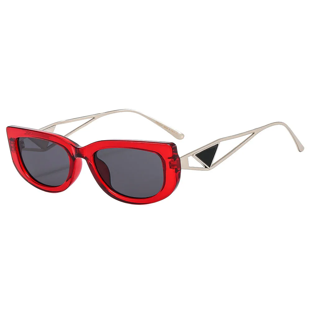 Новые солнцезащитные очки для женщин и мужчин, поляризованные солнцезащитные очки UV400 в европейском стиле и n с большой оправой, модные солнцезащитные очки без оправы 8 цветов на выбор Серый с красной рамкой