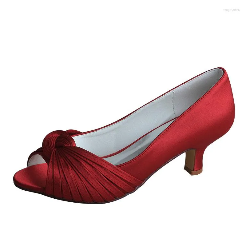 Dress Shoes Big Discount Burgundy Party Evening Low Heel Open Toe Pumps