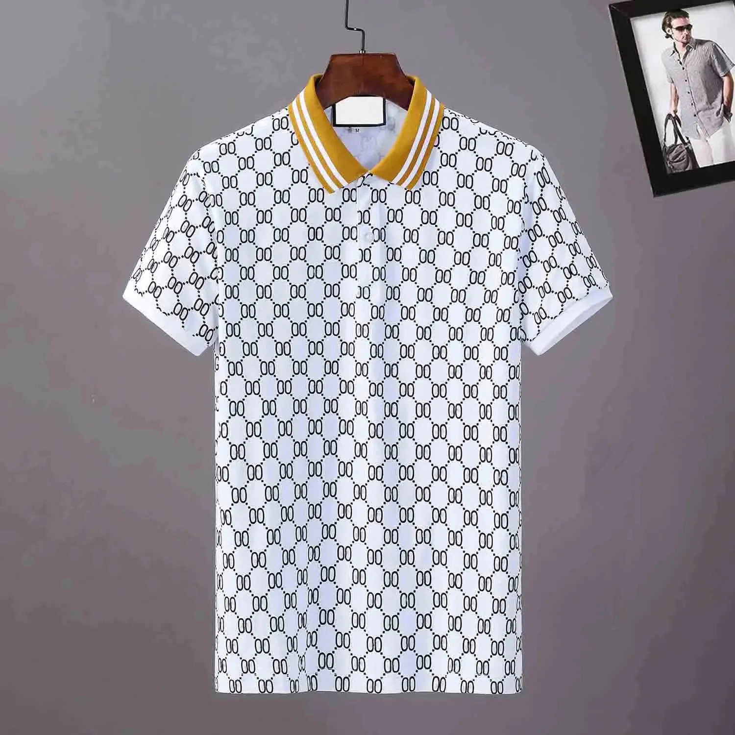 2023 デザイナーストライプポロシャツ tシャツヘビポロ蜂手紙メンズハイストリートファッション馬ポロ高級 Tシャツ #8855