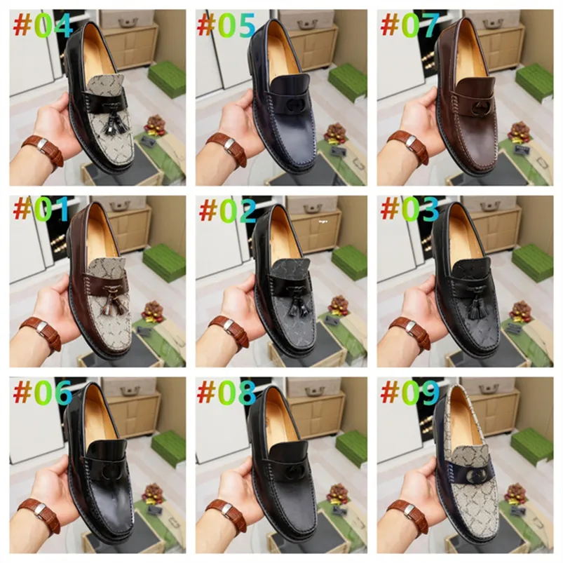 2023 Luxe Italiaanse mannen kledingschoenen Echt lederen slip op trouwkantoorfeest Designer Deserveer schoenen Loafers Mocassins Bruin Zwart Formele Oxford -schoenen