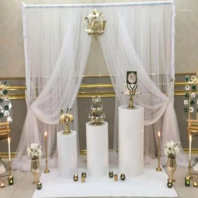 Party Decoration 3pcs/Set) Vit mental cylinder Pedestal Round Plint för bröllop Bakgrund Display Stand Rack Yudao366