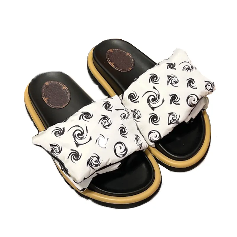 Designer Slipper Slides Pool Pillow Sliders Mules Classic Prints Platform Sandals Padded Front Strap Womens Slides Beach Flip Flops