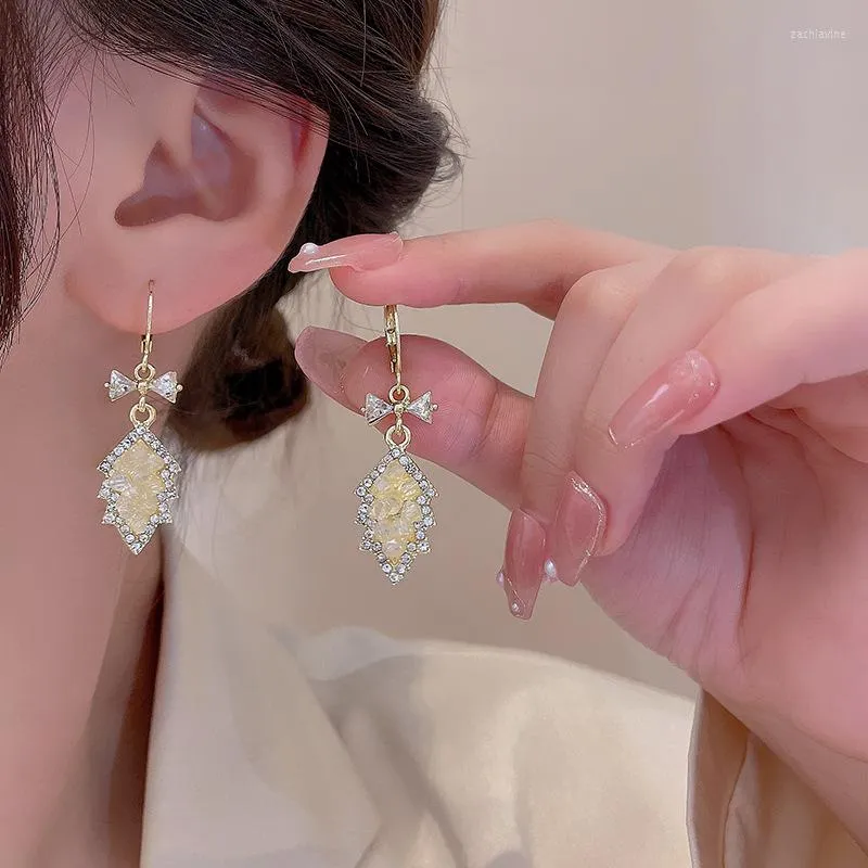 Dangle Earrings Zircon Bow Crystal Leaves Inlaid Rhinestones Luxury Women's Personality Fashion Wedding Jewelry Birthday Gifts