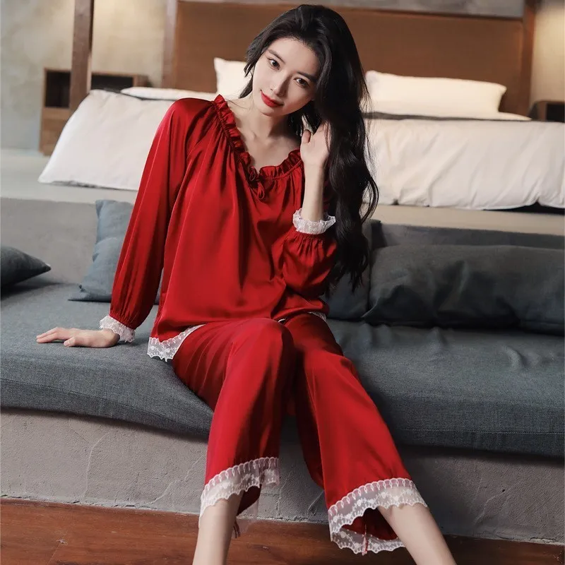 Vetements De Nuit Pour Femmes Femmes Pyjamas Ensembles Sexy Dentelle Col Rabattu Pyjamas Sommeil Costume Printemps Ete Rayonne Vetements De Nuit Casual Vetements De Nuit Home Wear 230515 De 16 86 DHga...