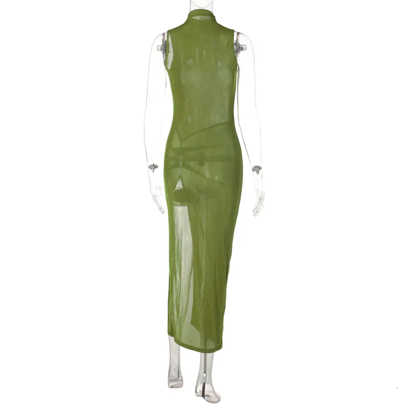 pioneer woman green goddess dressing Stellar Fishnet Maxi Dress – Handmade Laser-Cut Latex Fashion | Vex Clothing main image 1