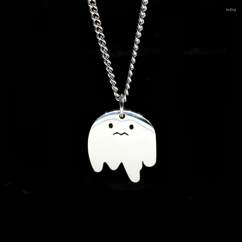 Chains Little Ghost Necklace Women Anime Punk Ghosts Necklaces Woman Fashion Kawaii Couples Chain Hip Hop Silver Color Cosplay Collier
